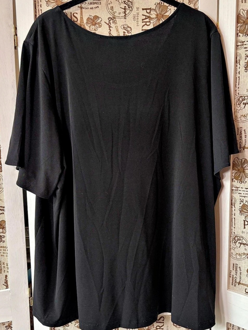 Catherines 1XWP 18/20 Petite Black Flutter Sleeve Blouse Top like new - Picture 7 of 11